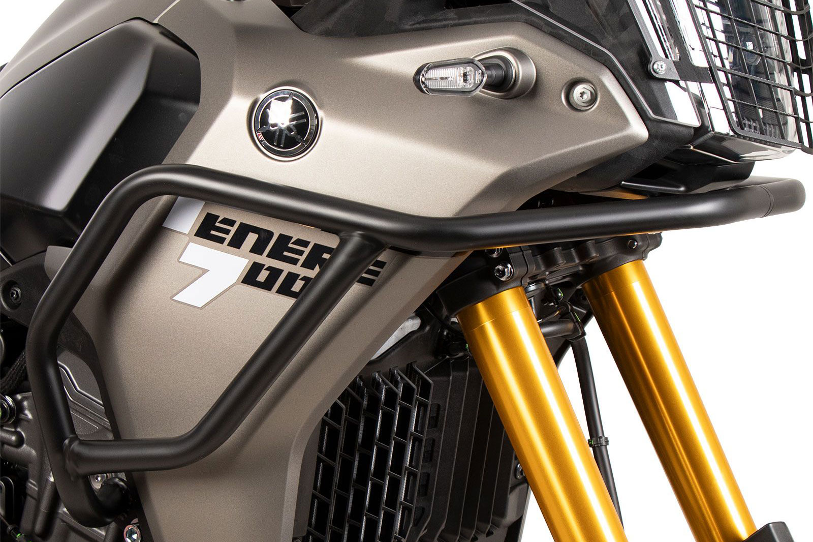 Motorrad-Sturzbügel, schwarzes Metall, Motorradschutz, Rohrrahmen, Yamaha Ténéré 700