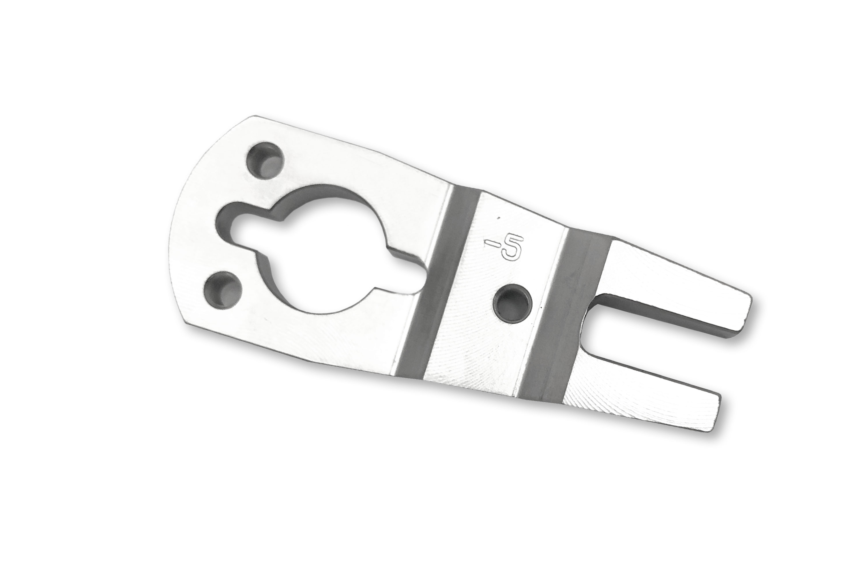 Metallwerkzeug, silberfarben, Gabelende, Befestigungslöcher, Größenmarkierung