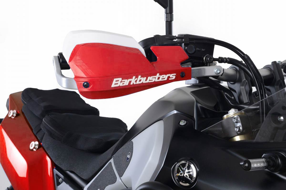 Motorrad-Handprotektor, Rot-weiß, Kunststoff, Aluminiumhalterung