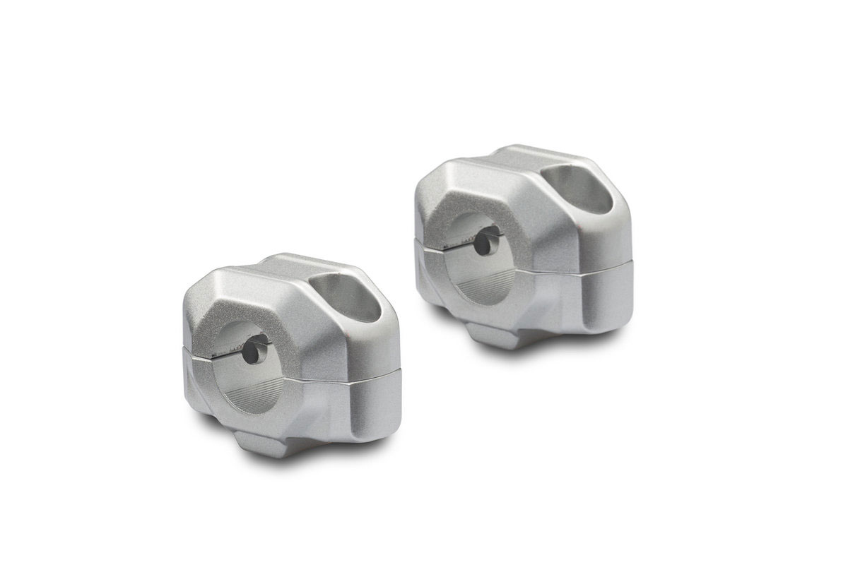 SW-Motech handlebar risers 22mm handle bars, 15 mm | silver