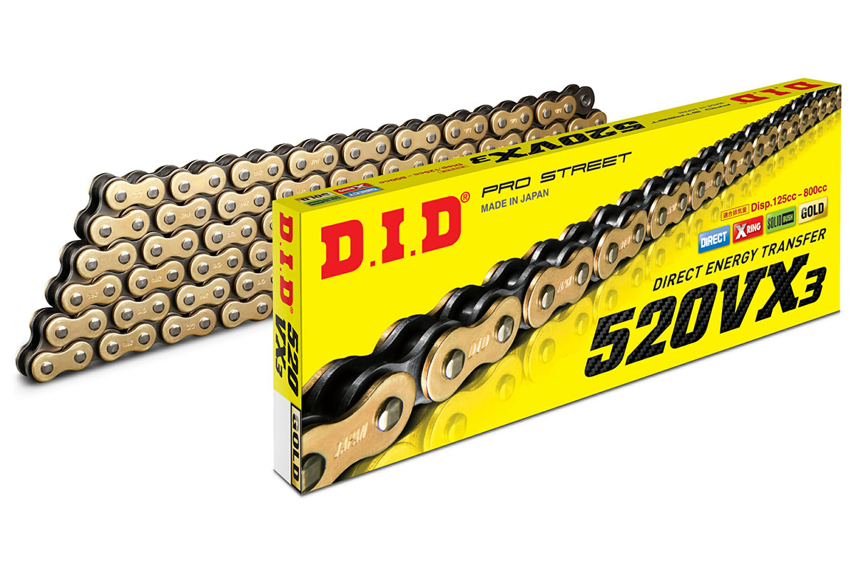 DID 520 VX3 X-Ring chain, G&B (gold/black) DID 520 VX3 X-Ring chain, G&B (gold/black)