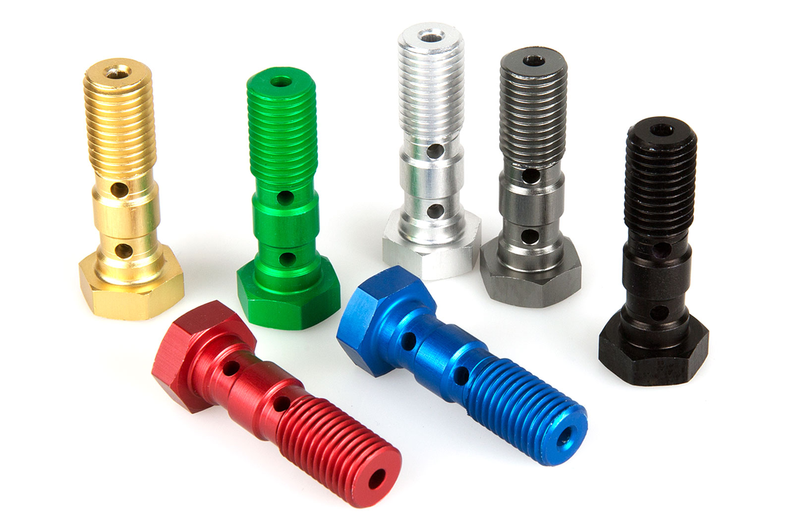 Bleeding screw / Banjo bolt, double,  M10x1.25, anodised