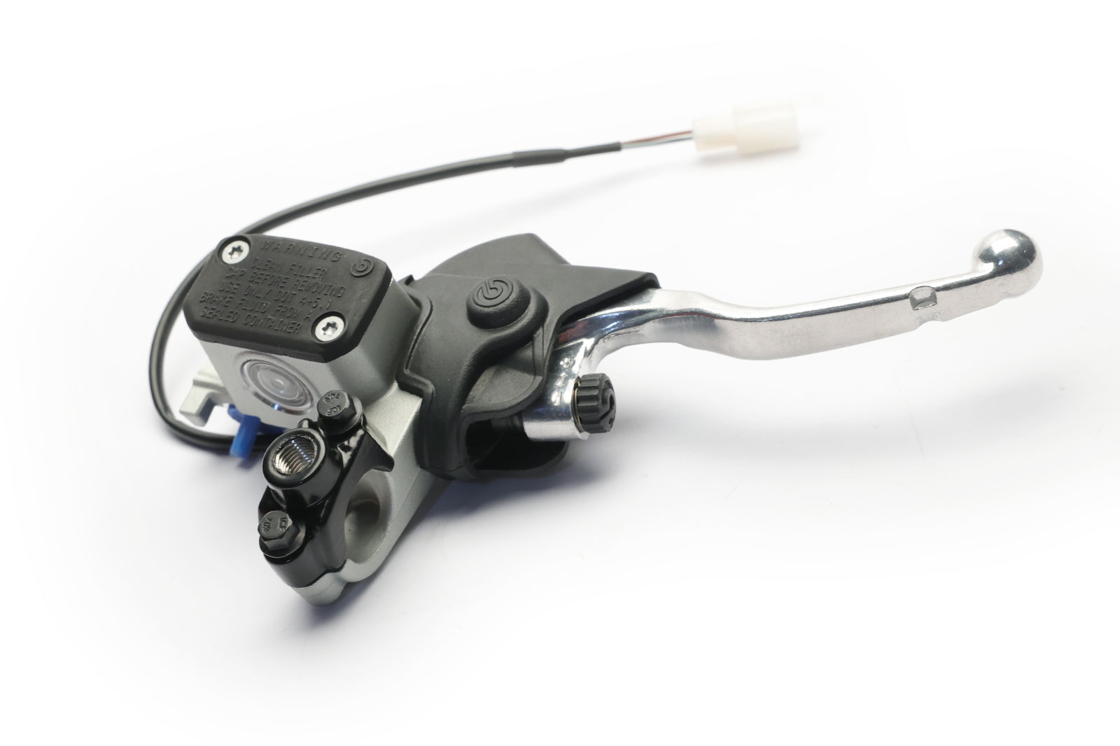 GYTR Tenere 700 Brembo front brake pump with fluid container, brake light switch and mirror mount