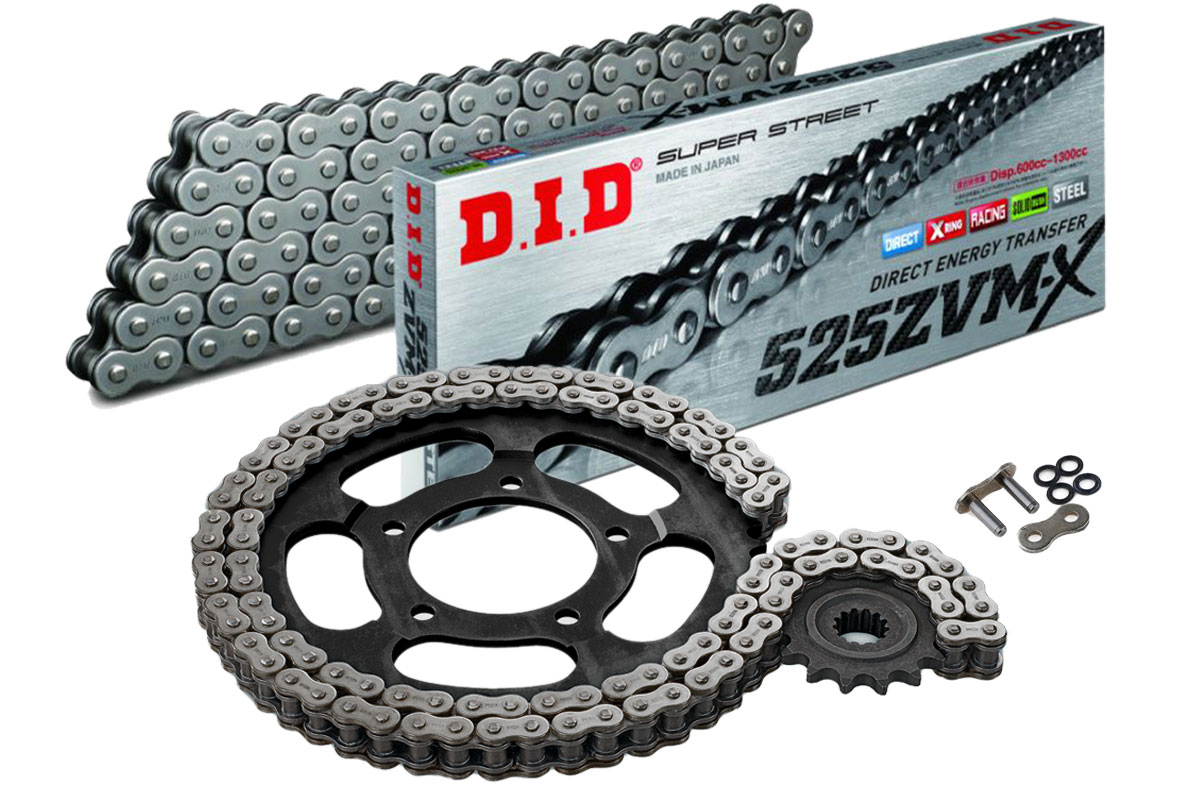 DID 525 ZVM-X2 X-ring chain kit Yamaha Tenere 700 | steel colour