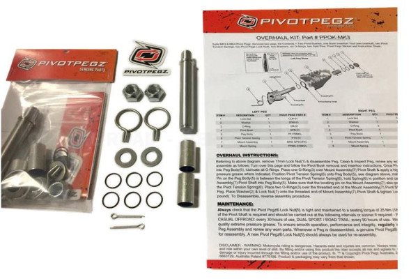 Pivot Pegz Reparatur Kit für MK2, MK3, MK4 Pivot Pegz -  für 2 Rasten (l+r)